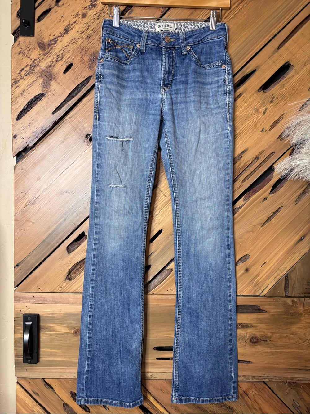 Ariat Light Blue Boot Cut Distressed Jeans